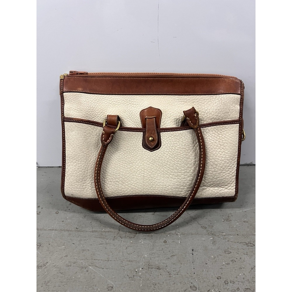 Vintage Dooney & Bourke All Weather Leather Purse Saddle Brown Pebbled‎ Beige - Picture 4 of 12